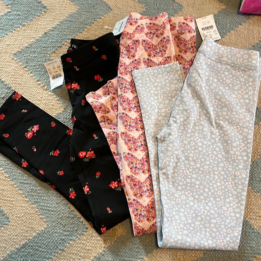 NWT 3 pairs of j crew girls leggings. Size 10